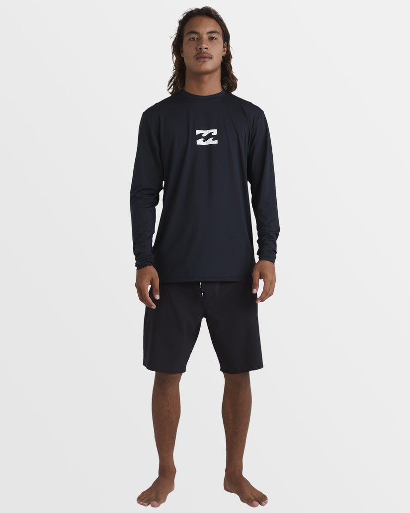 All Day Wave Loose Fit Long Sleeve Surf Tee - Black