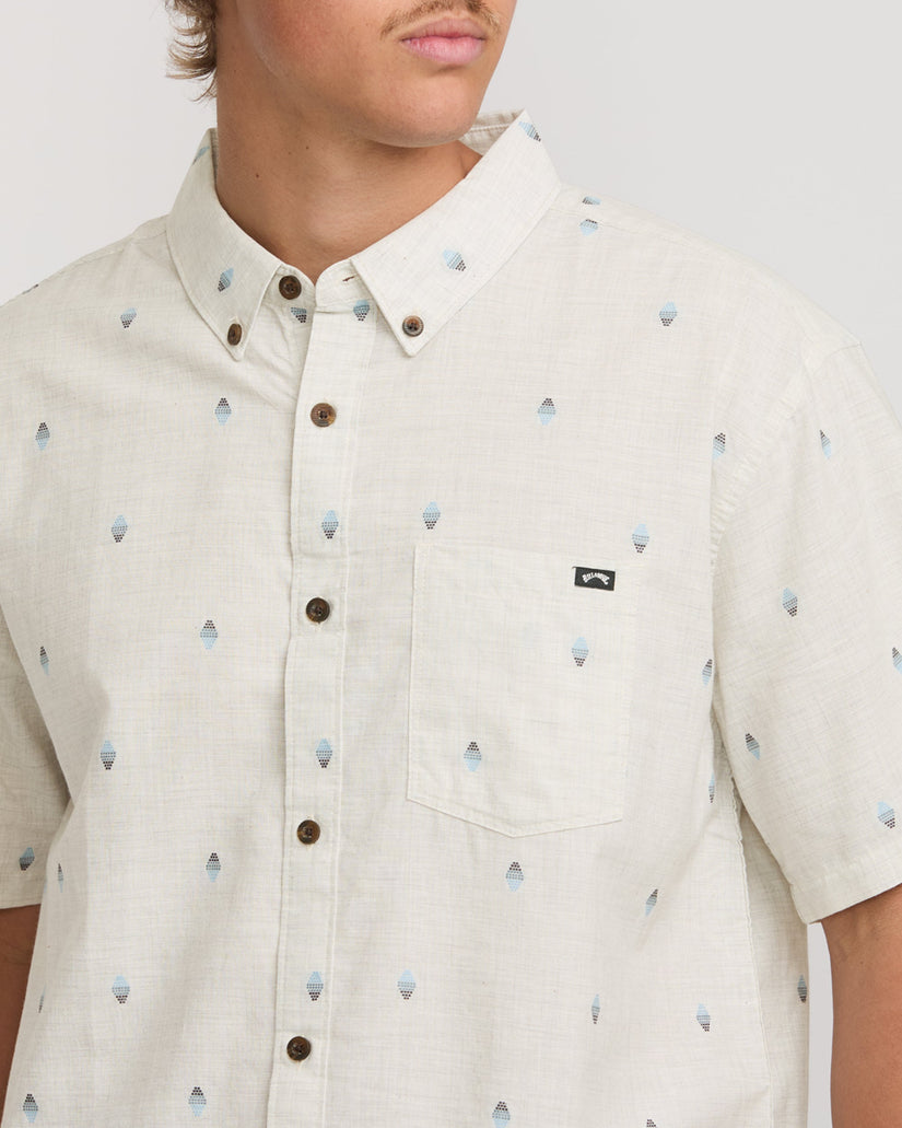 All Day Jacquard Short Sleeve Shirt - Oatmeal