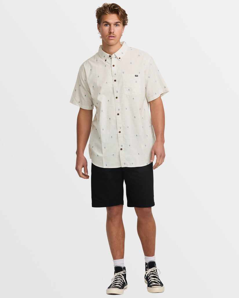 All Day Jacquard Short Sleeve Shirt - Oatmeal