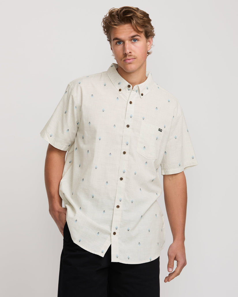 All Day Jacquard Short Sleeve Shirt - Oatmeal