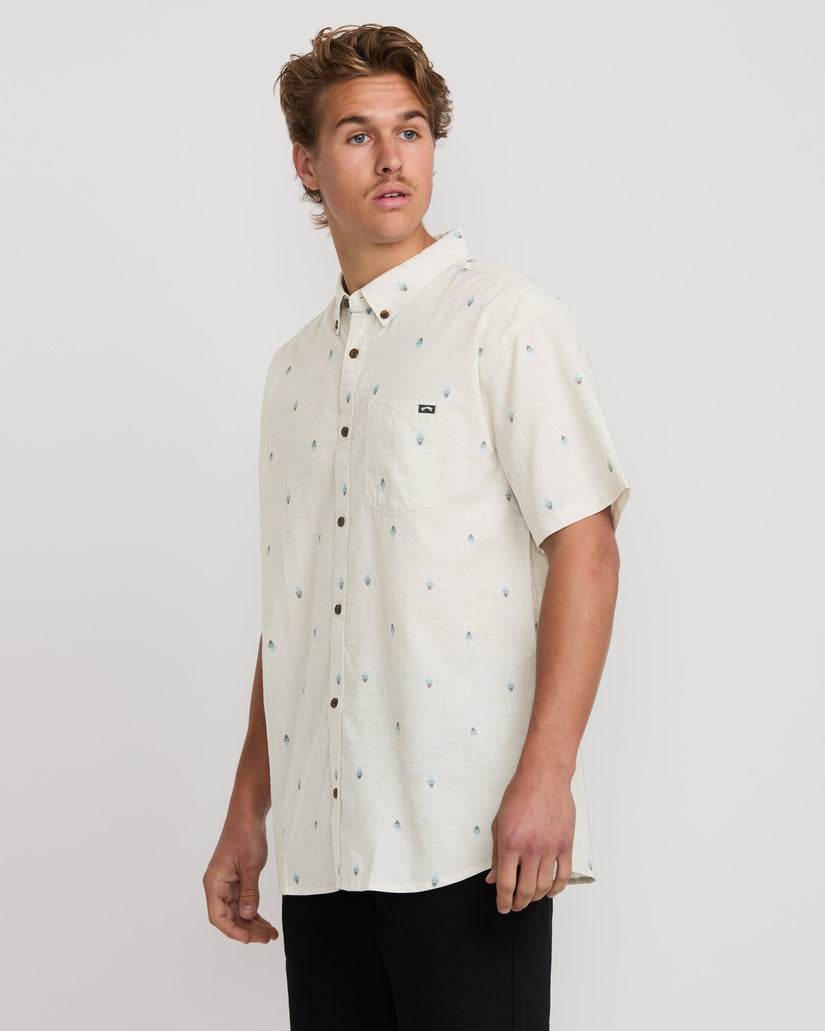 All Day Jacquard Short Sleeve Shirt - Oatmeal