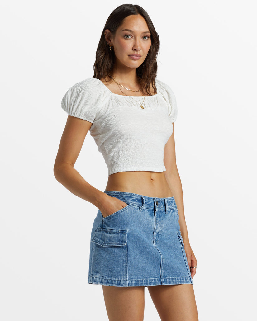 Hilary Denim Cargo Skirt - Medium Blue Rinse