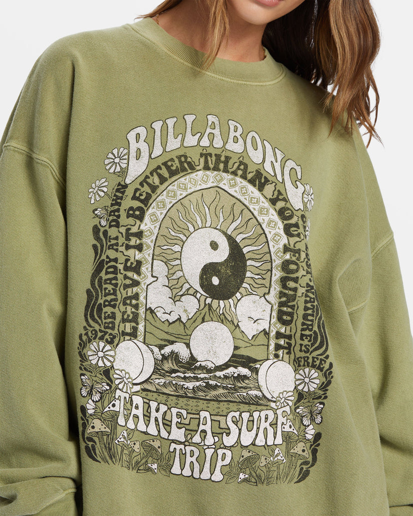 Ride In Oversized Crewneck Sweatshirt - Avocado