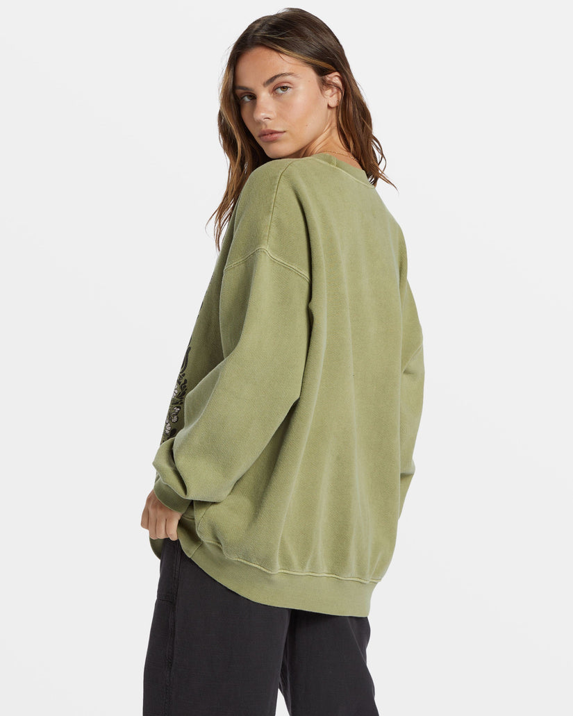 Ride In Oversized Crewneck Sweatshirt - Avocado