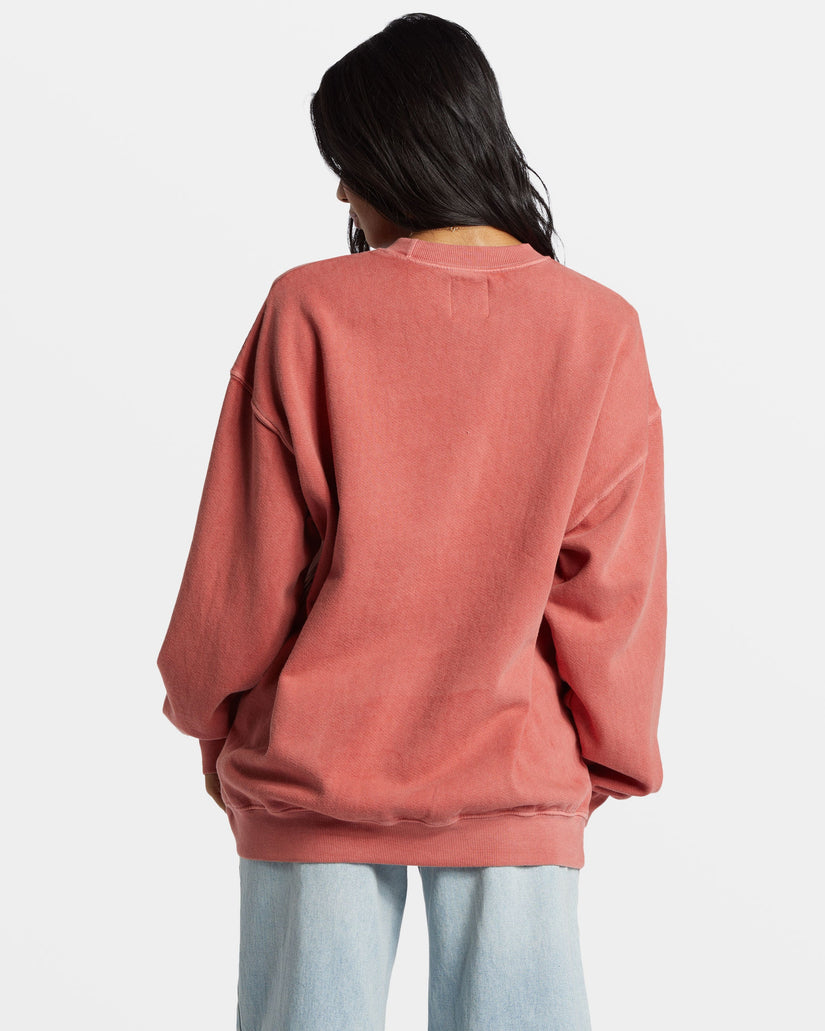 Ride In Oversized Crewneck Sweatshirt - Red Clay