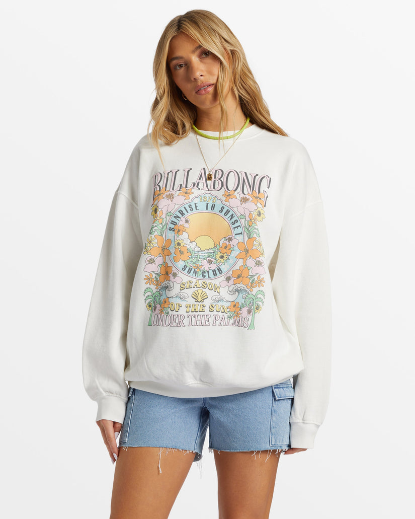 Ride In Oversized Crewneck Sweatshirt - White