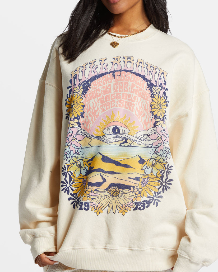 Ride In Oversized Crewneck Sweatshirt - White Cap