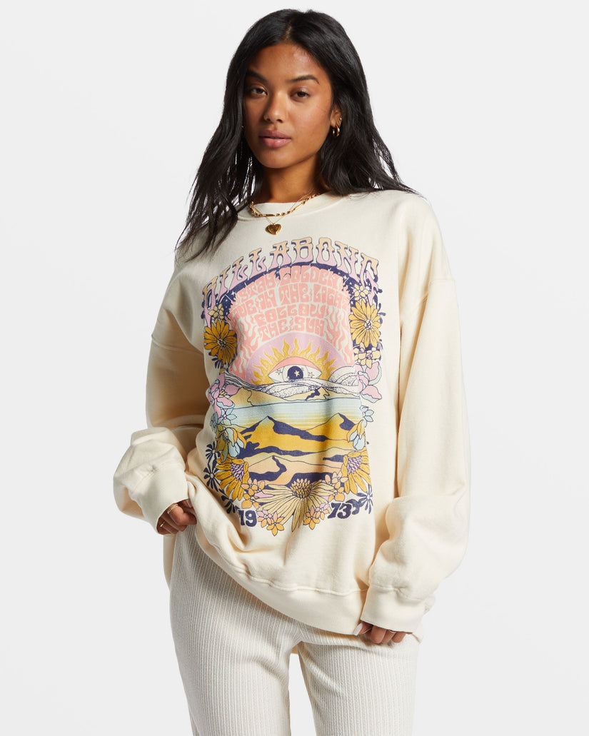 Ride In Oversized Crewneck Sweatshirt - White Cap