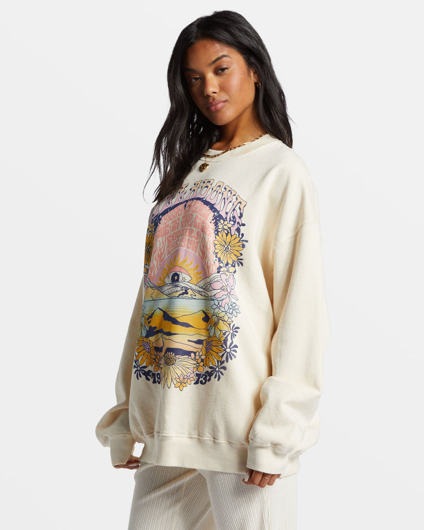 Ride In Oversized Crewneck Sweatshirt - White Cap