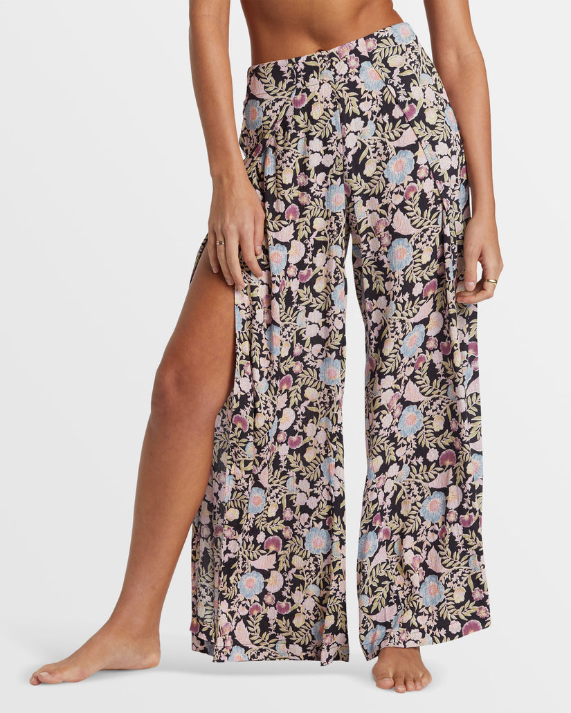 Split Spirit Floral Pants - Blackberry