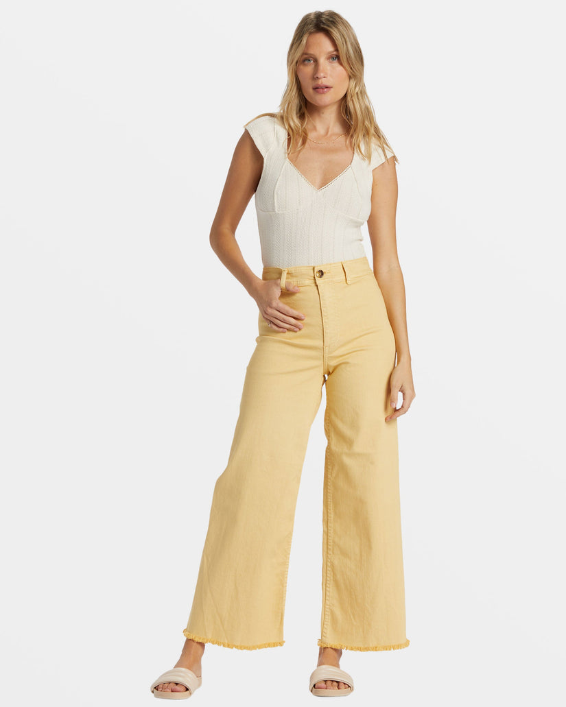 Free Fall High-Waist Pants - Pale Yellow