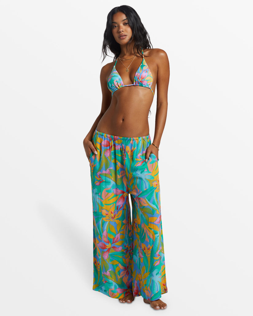 Sun Catcher Elastic Waist Printed Pants - Marina