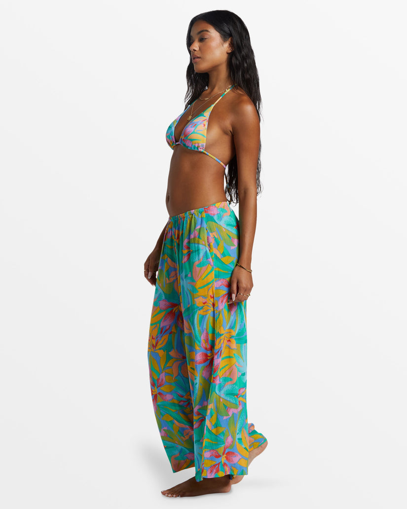 Sun Catcher Elastic Waist Printed Pants - Marina