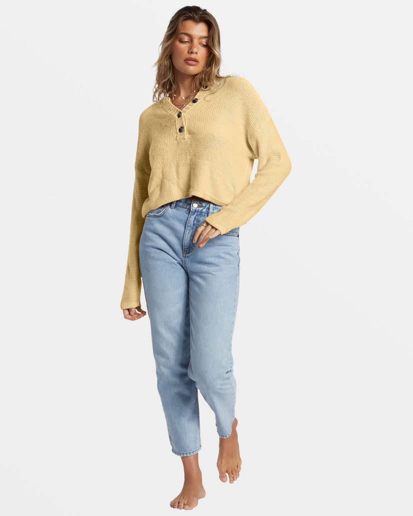 Shallow Waters Henley Sweater - Retro Yellow