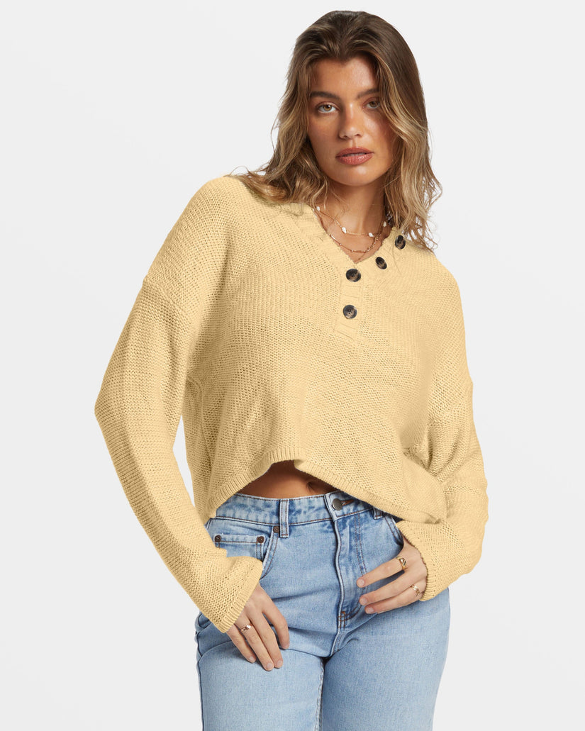 Shallow Waters Henley Sweater - Retro Yellow