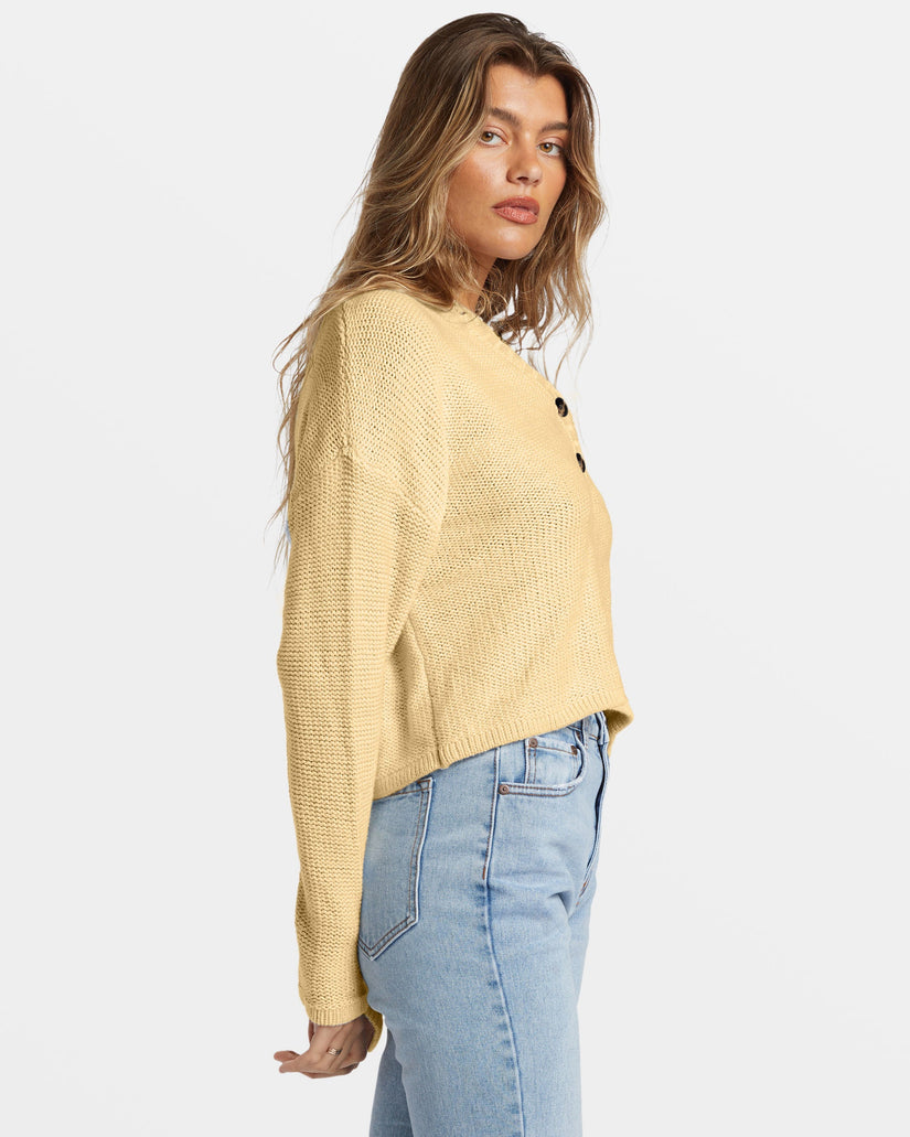 Shallow Waters Henley Sweater - Retro Yellow