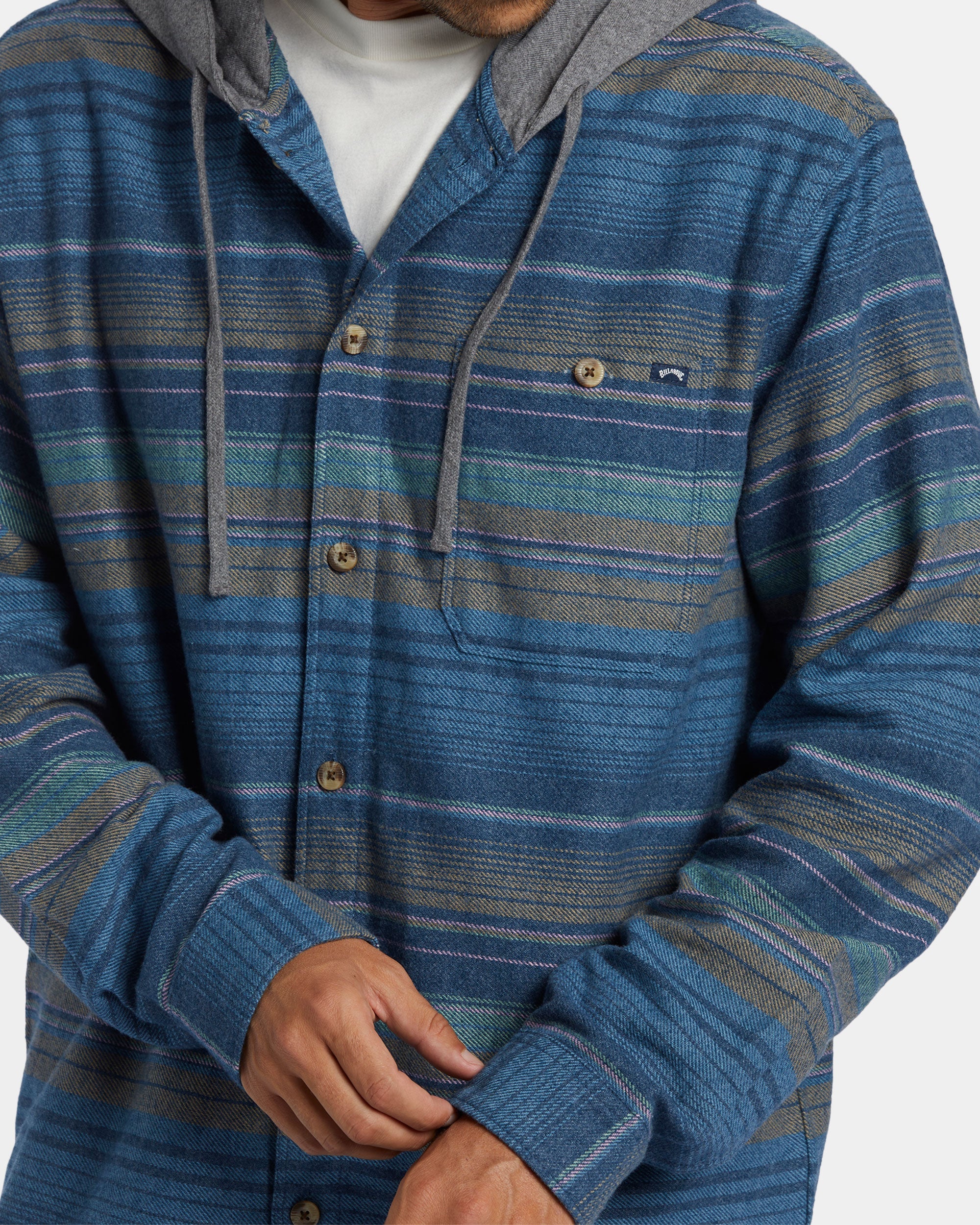 Baja Hooded Flannel Shirt Dusty Navy DUSTY NAVY S