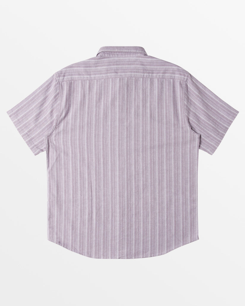 All Day Stripe Short Sleeve Woven Shirt - Grey Violet