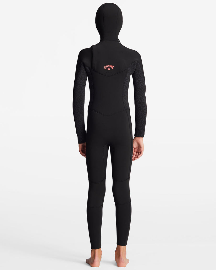 Girls 5/4 Synergy Chest Zip Hooded Full Wetsuit - Wild Black