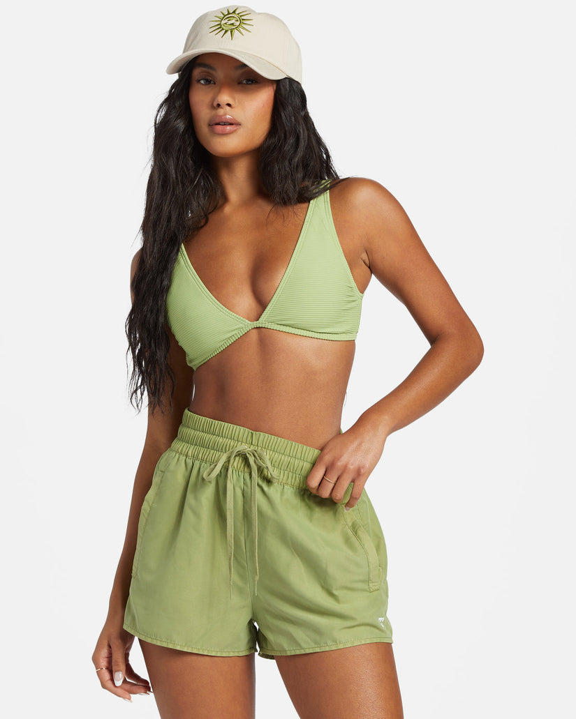 Sol Searcher New Elastic Waist Swim Shorts - Palm Green