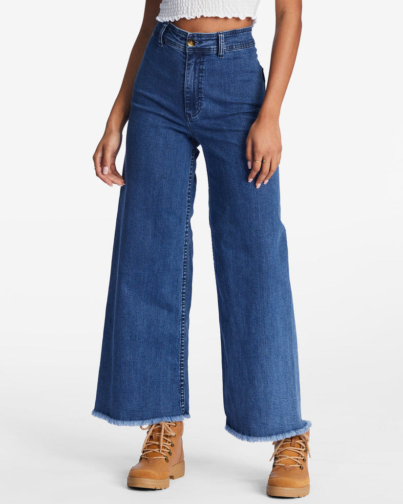 Free Fall Indigo Wide-Leg Jeans - Dark Haze