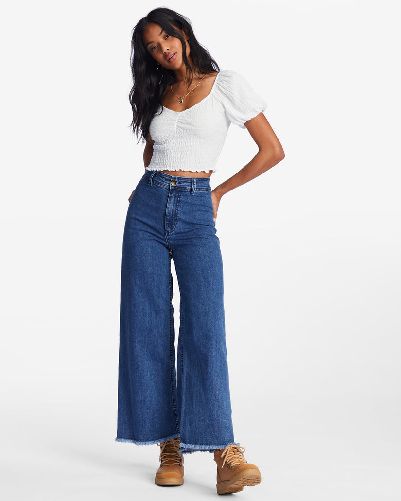 Free Fall Indigo Wide-Leg Jeans - Dark Haze