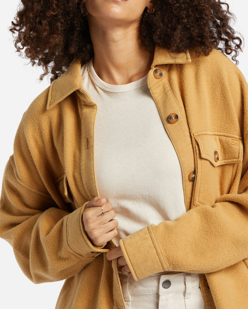 Anytime Shacket Oversized Button-Through Jacket - Cosmic Khaki