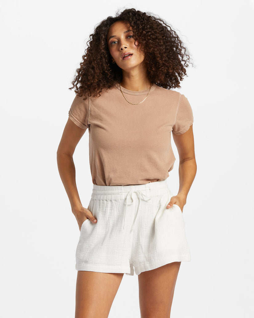 Day Tripper Elastic Shorts - Salt Crystal