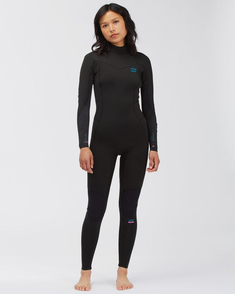 3/2 Synergy Back Zip Full Wetsuit - Black Palms