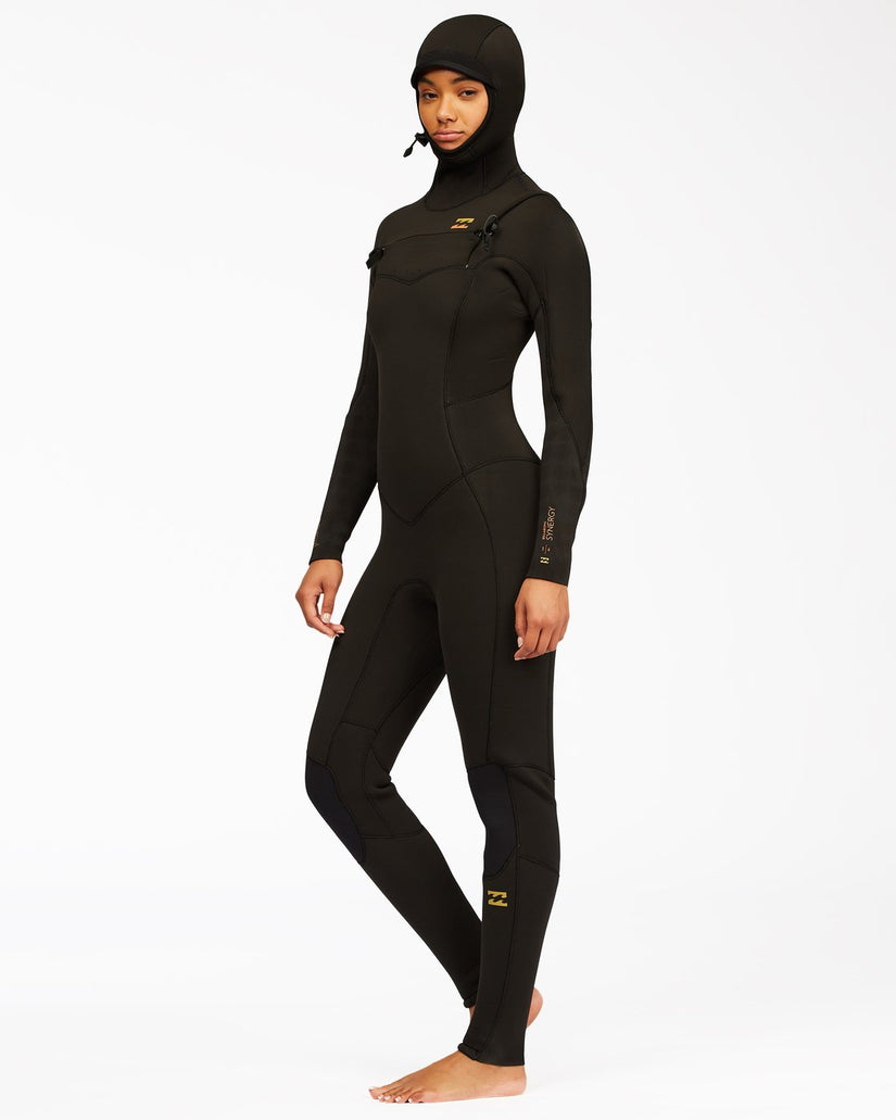 5/4 Synergy Hooded Chest Zip Full Wetsuit - Black Tie Dye