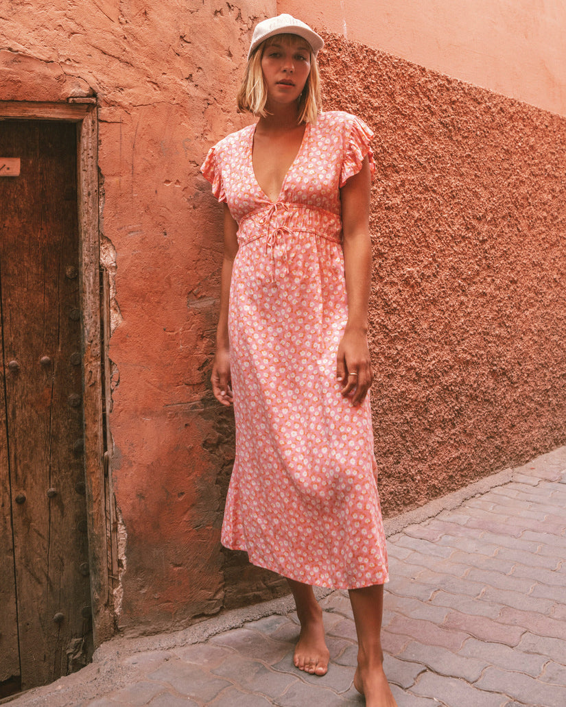 Picnic Date Midi Dress - Flamingo