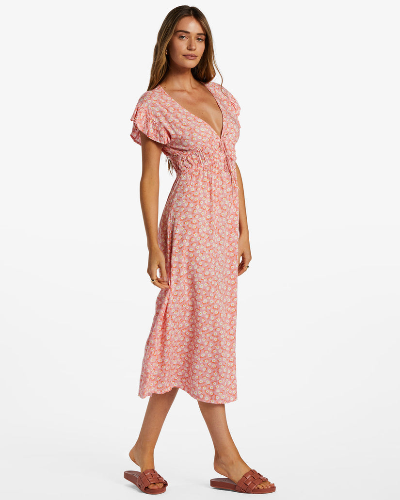 Picnic Date Midi Dress - Flamingo