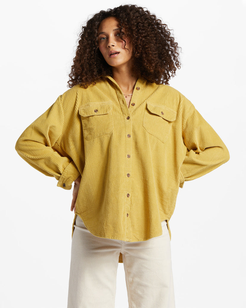 So Stoked Cord Long Sleeve Top - Kiwi