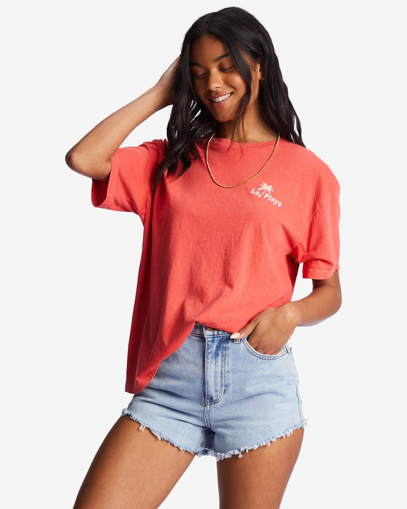 La Playa Oversized T-Shirt - Bright Poppy
