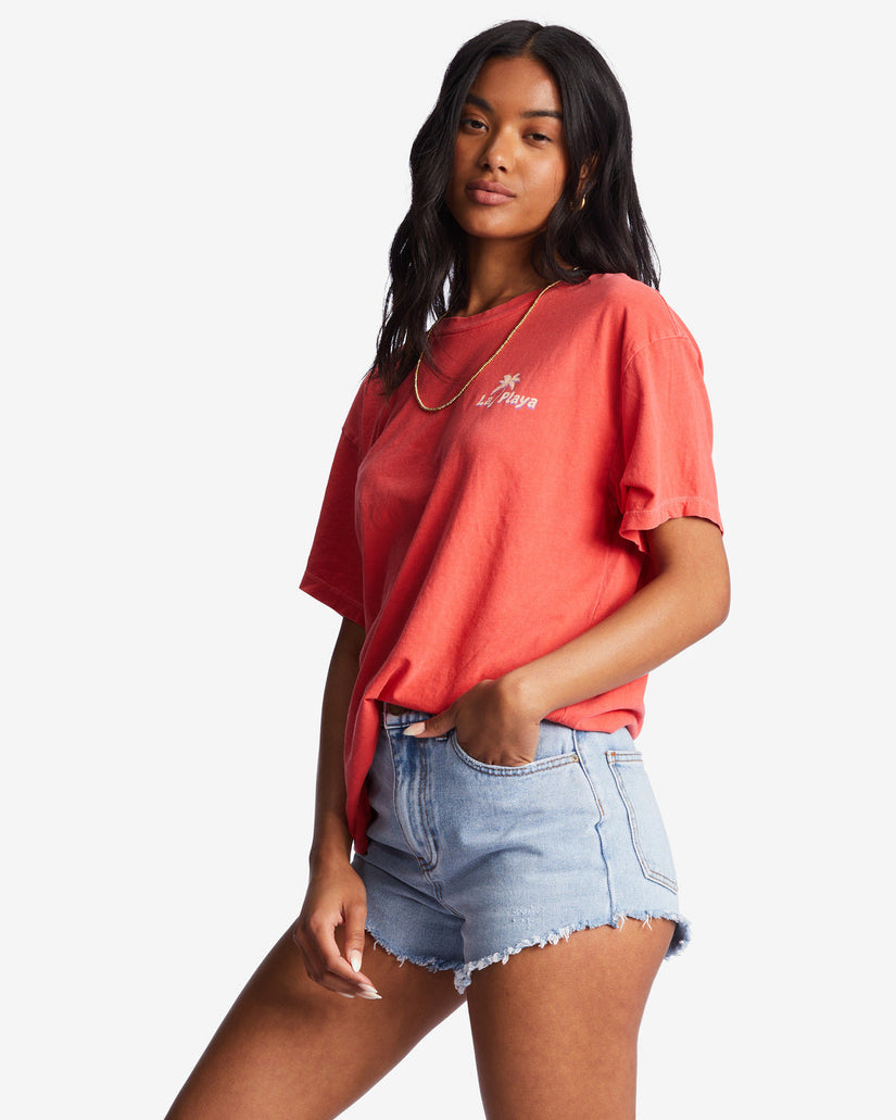 La Playa Oversized T-Shirt - Bright Poppy