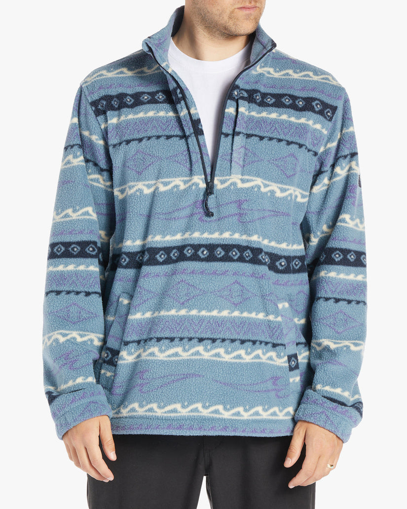 Boundary Half-Zip Mock Neck Fleece - Washed Blue