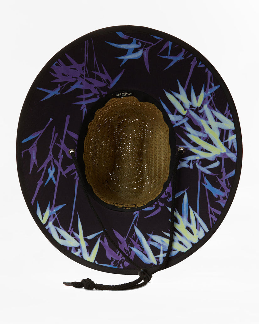 Tides Print Straw Lifeguard Hat - Bright Purple