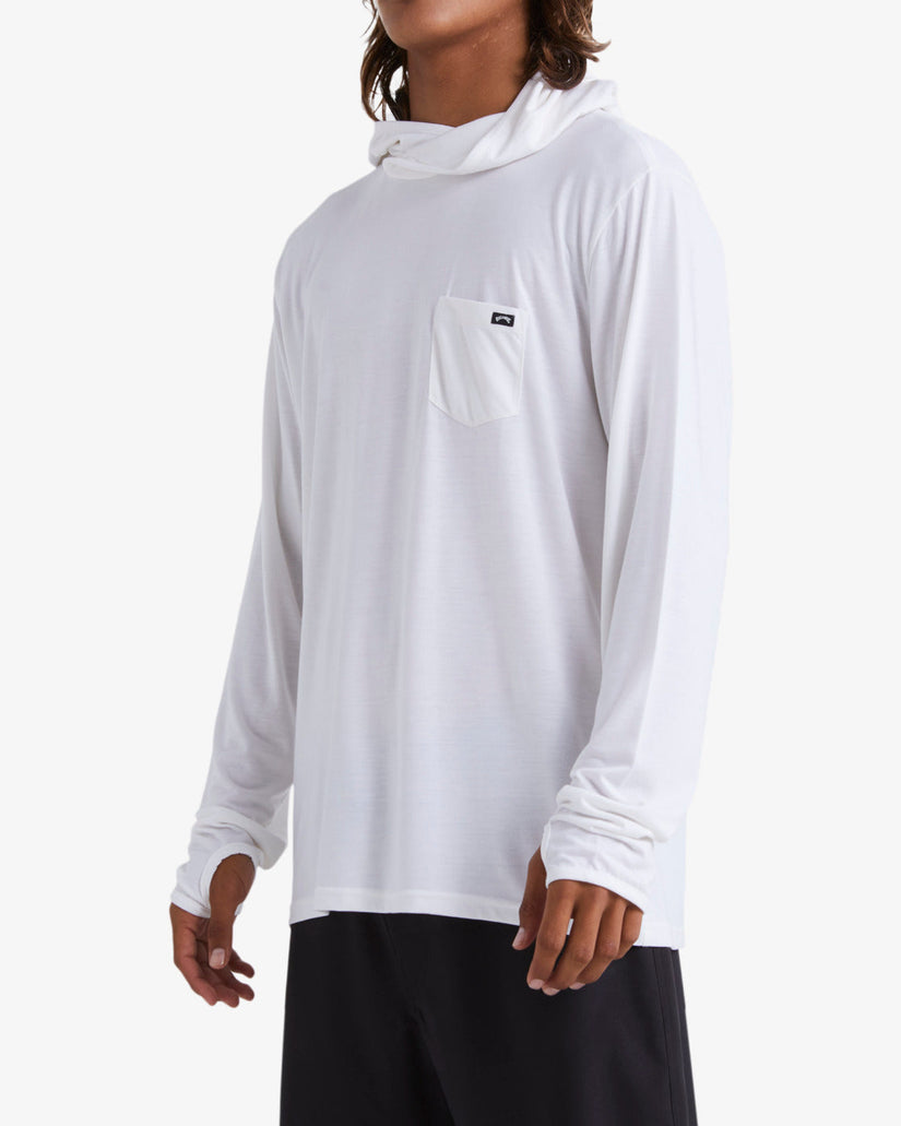 Eclipse Hooded Long Sleeve Surf T-Shirt - White
