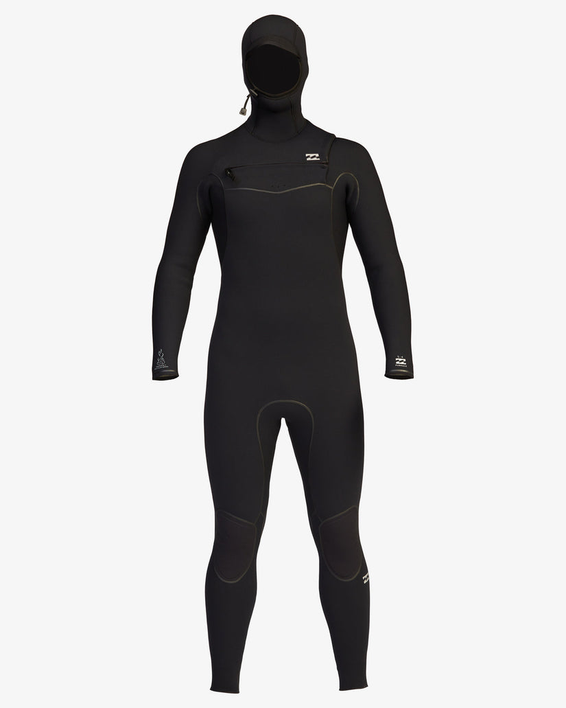 5/4 Furnace Chest Zip Hooded Full Wetsuit - Black