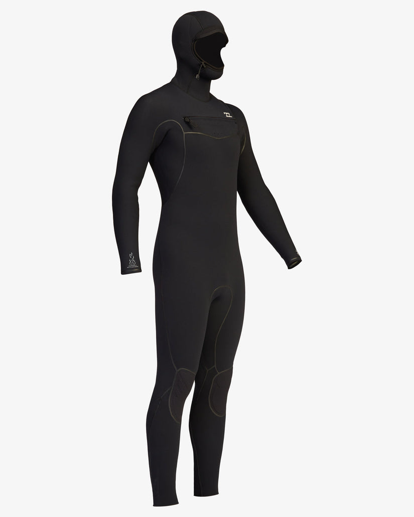 5/4 Furnace Chest Zip Hooded Full Wetsuit - Black