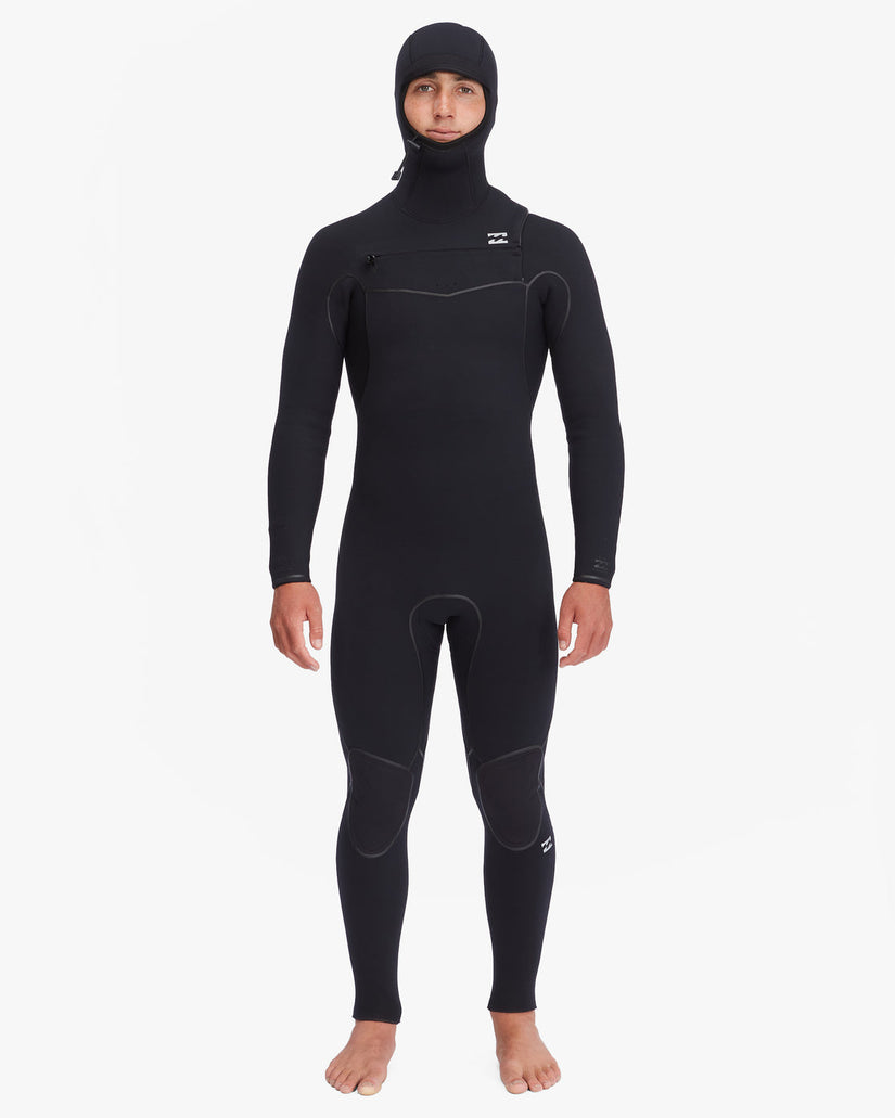 5/4 Furnace Chest Zip Hooded Full Wetsuit - Black