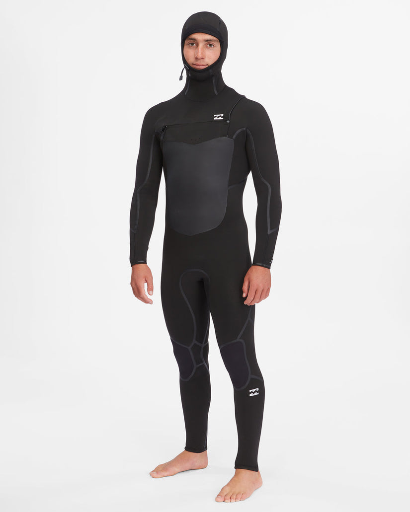 5/4 Absolute Plus Chest Zip Hooded Full Wetsuit - Black