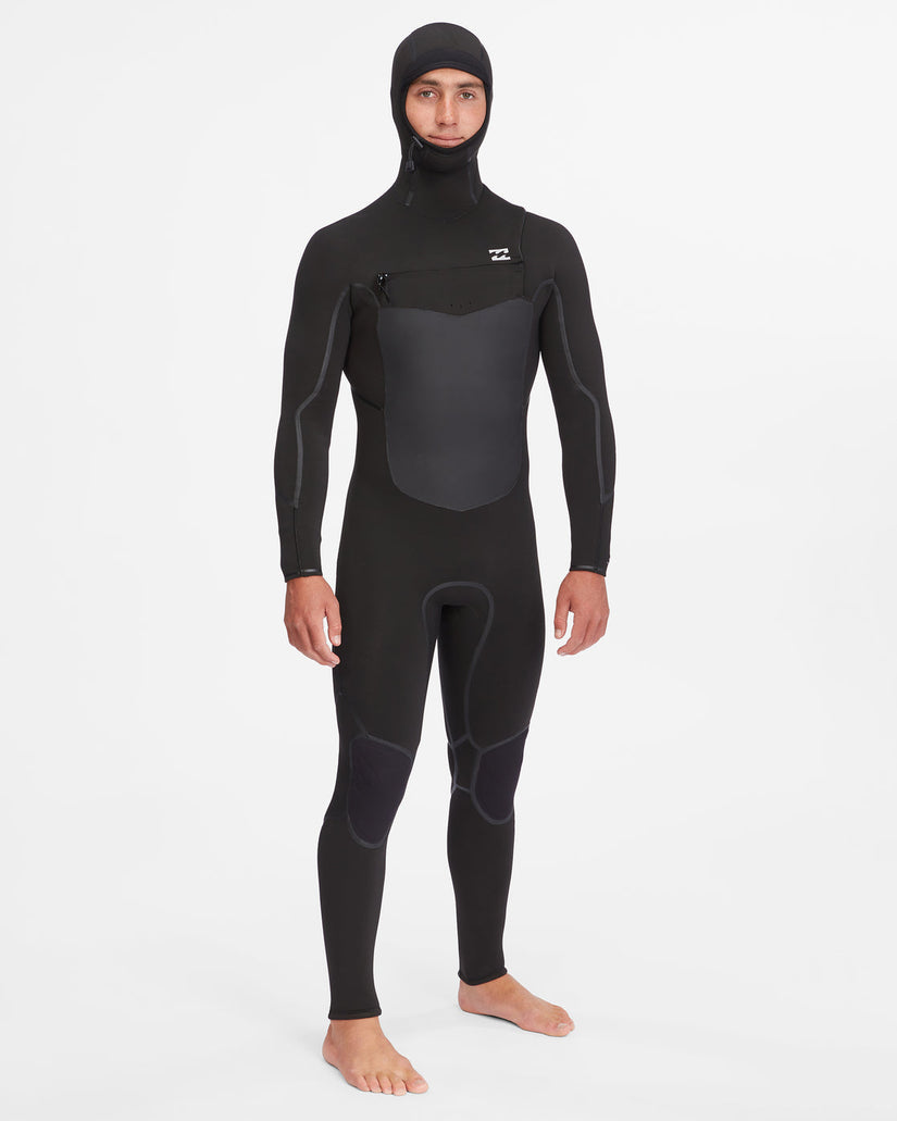 5/4 Absolute Plus Chest Zip Hooded Full Wetsuit - Black