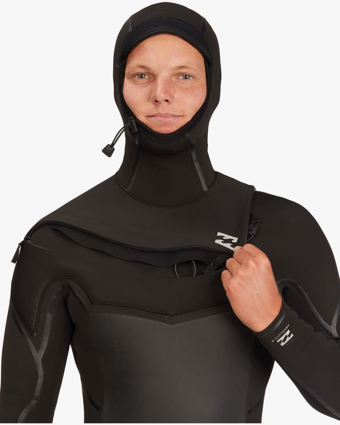 5/4 Absolute Plus Chest Zip Hooded Full Wetsuit - Black