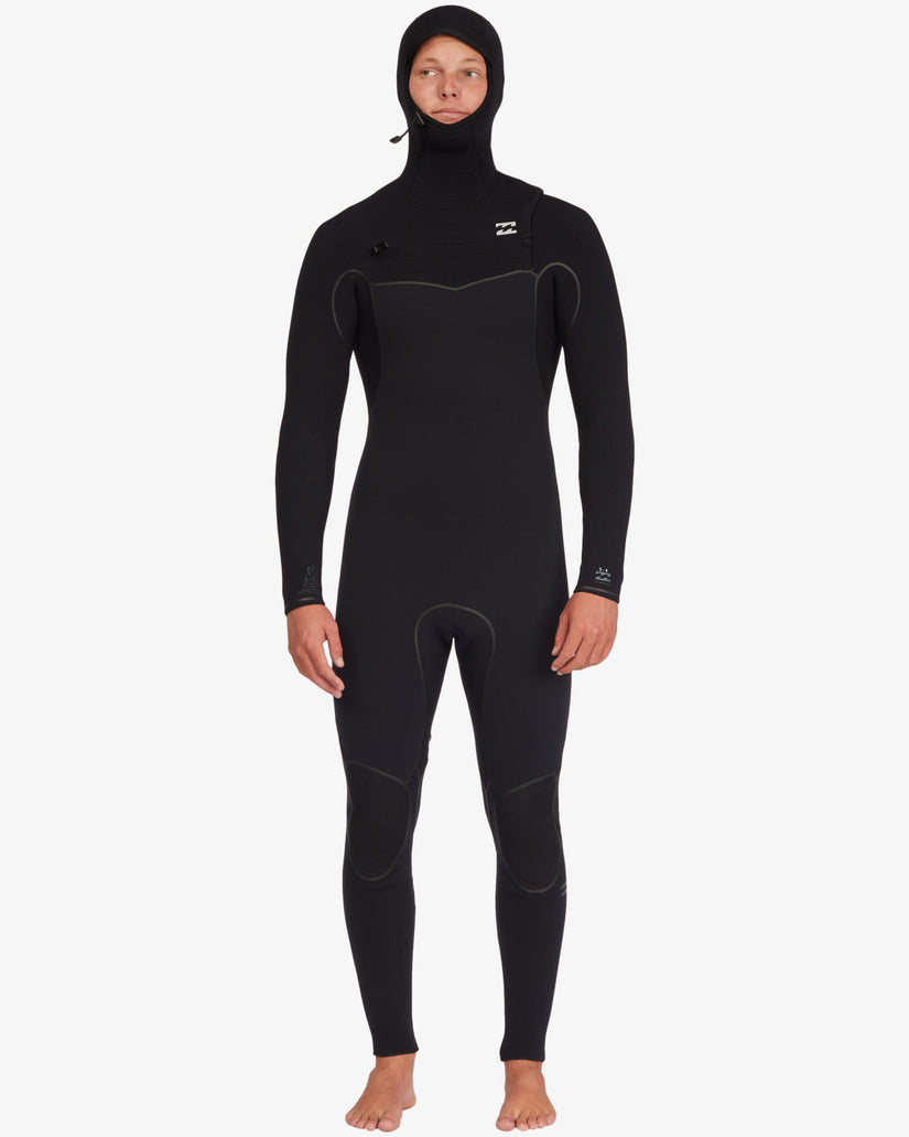 5/4 Furnace Hooded Chest Zip Full Wetsuit - Black