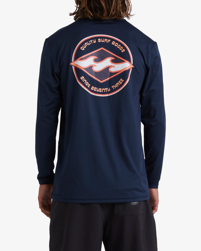 Rotor Diamond Loose Fit Long Sleeve Surf Tee - Navy