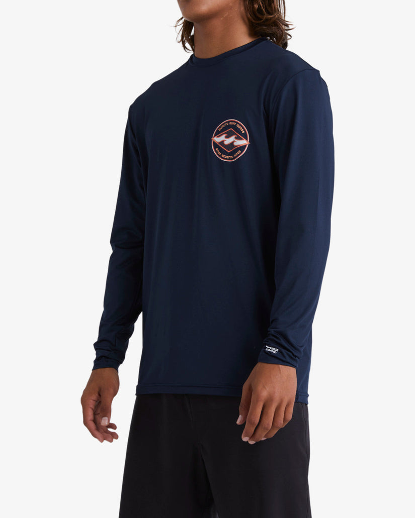 Rotor Diamond Loose Fit Long Sleeve Surf Tee - Navy