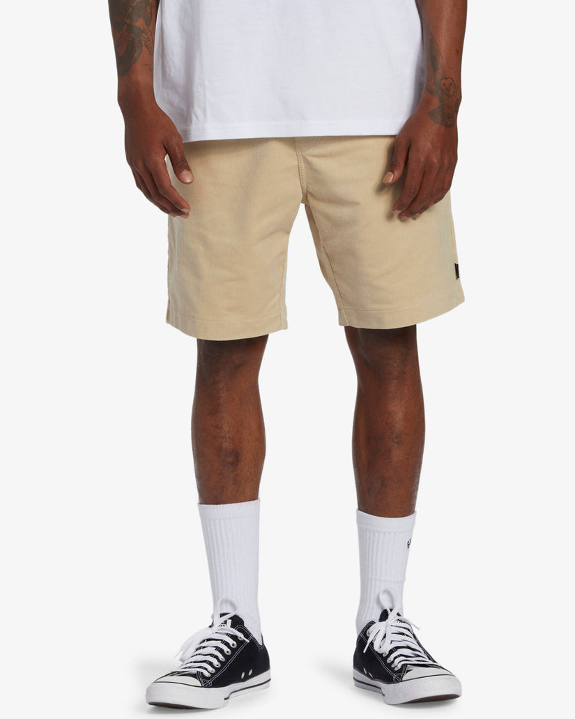 Larry Layback Corduroy 18" Elastic Waist Shorts - Chino