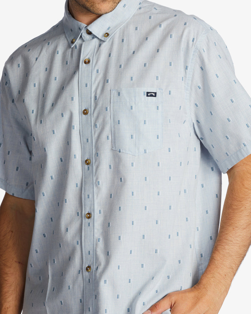 All Day Jacquard Short Sleeve Shirt - Blue Haze