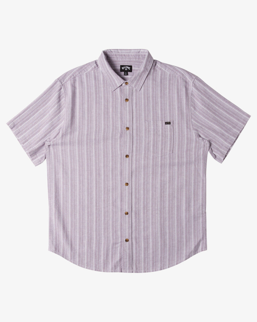 All Day Stripe Short Sleeve Woven Shirt - Grey Violet